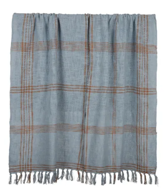 Saville Cotton Throw Blue/Tan