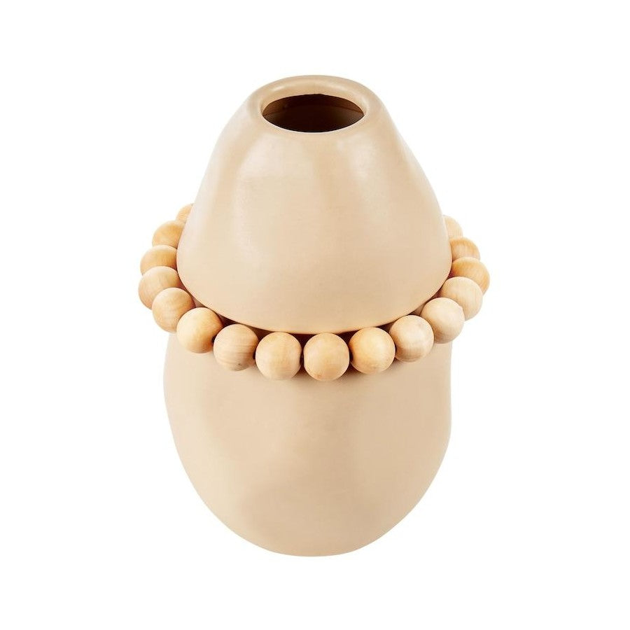 Amalfi Lea Ceramic Vase with Wood Cream