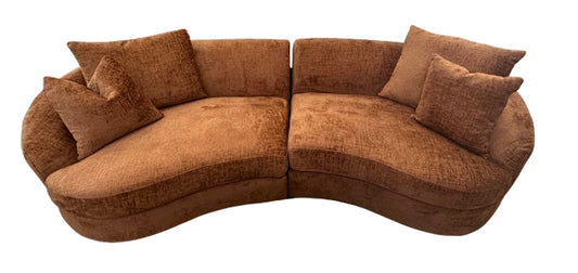 Charlee Rust Curved Sofa Pair