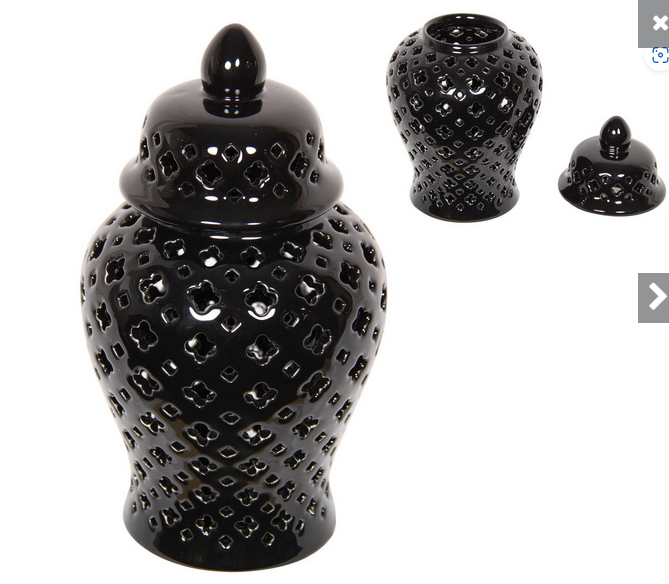 42cm Black Moroccan Ginger Jar