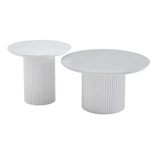 Vivo Duo Fluted Coffee Table White - Loom & Living