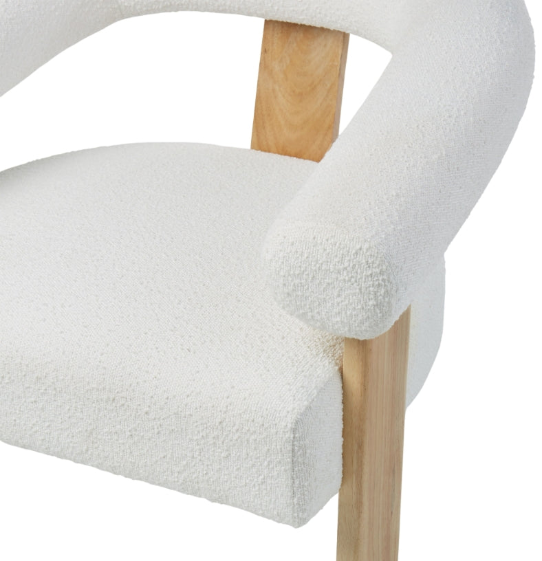 Amalfi Boucle and Wood Curved Armchair White & Natural