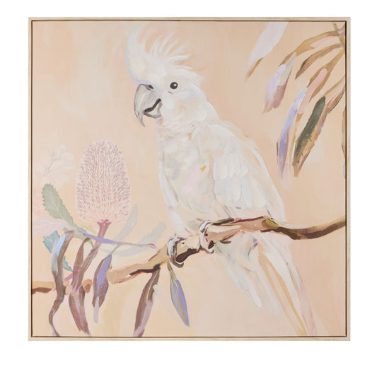Amalfi Bonnie Cockatoo Hand Painted Wall Art Pink & Natural