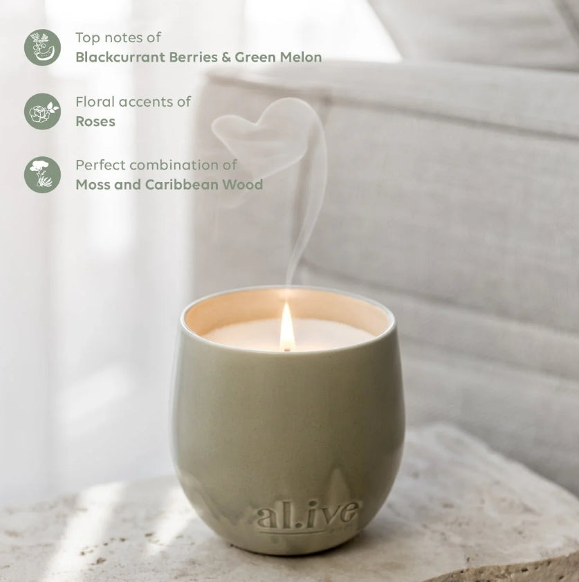 Al.ive Blackcurrant & Caribbean Wood Soy Candle
