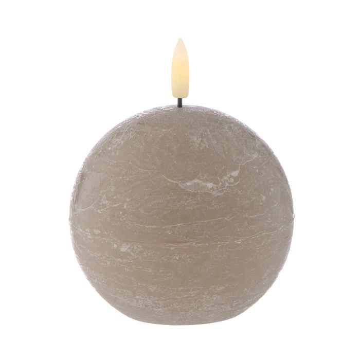 AMALFI HUGHE LED FLICKERING SPHERICAL CANDLE RUSTIC TAUPE