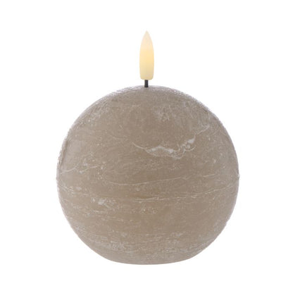 AMALFI HUGHE LED FLICKERING SPHERICAL CANDLE RUSTIC TAUPE