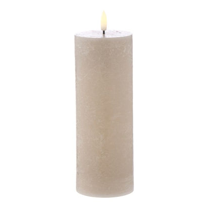 AMALFI HUGHE LED FLICKERING PILLAR CANDLE RUSTIC TAUPE 7.5X7.5X20CM