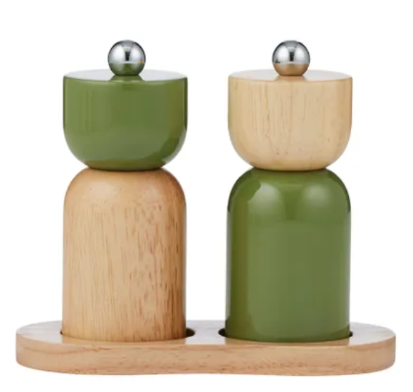Eta 3pc Wood S&P Set 15x7.5x12cm Olive