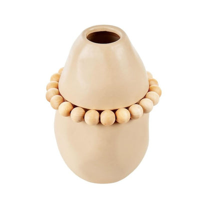 Amalfi Lea Ceramic Vase with Wood Cream