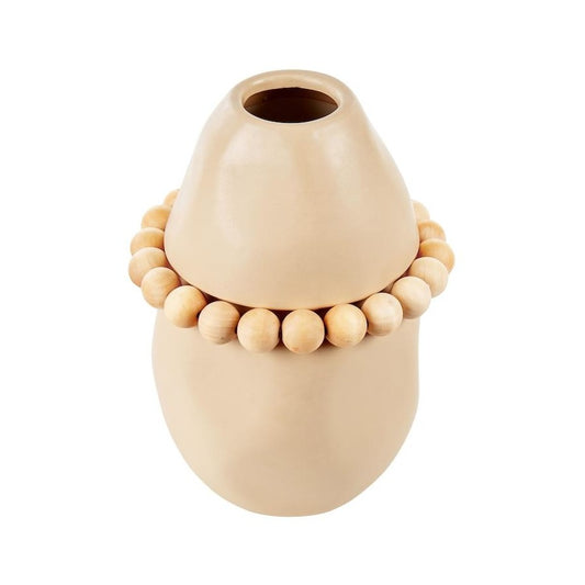 Amalfi Lea Ceramic Vase with Wood Cream