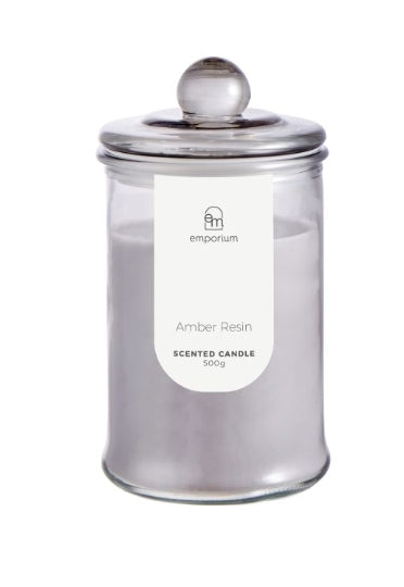 Emporium Scented Candle in Glass Jar Amber Resin - 500g