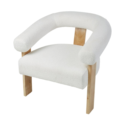 Amalfi Boucle and Wood Curved Armchair White & Natural