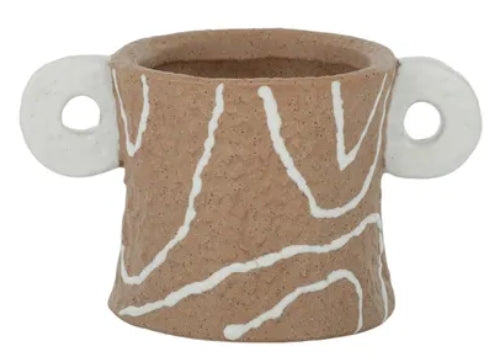 Ahanu Cer Pot w Handles 18.5x10.5cm Nat