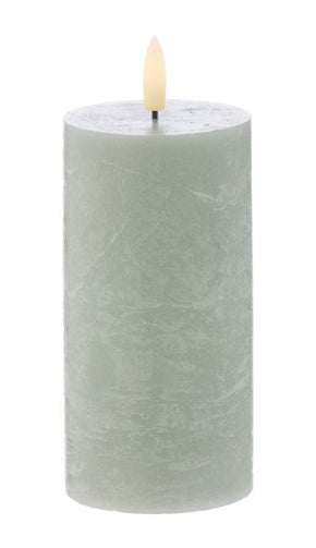 Amalfi Hughe LED Flickering Pillar Candle Rustic Green