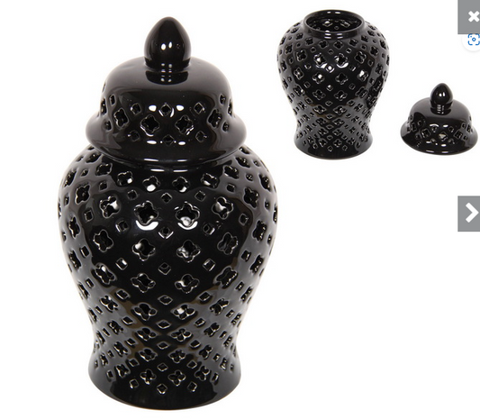 42cm Black Moroccan Ginger Jar