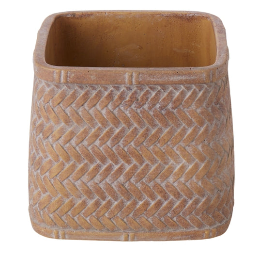 Rogue Cement Weave Square Vessel Brown/Grey 17x17x15cm