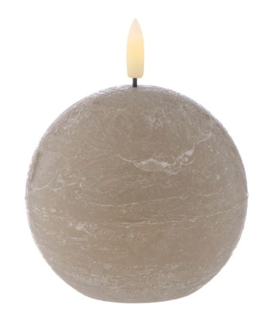 Amalfi Hughe LED Flickering Spherical Candle Rustic Taupe