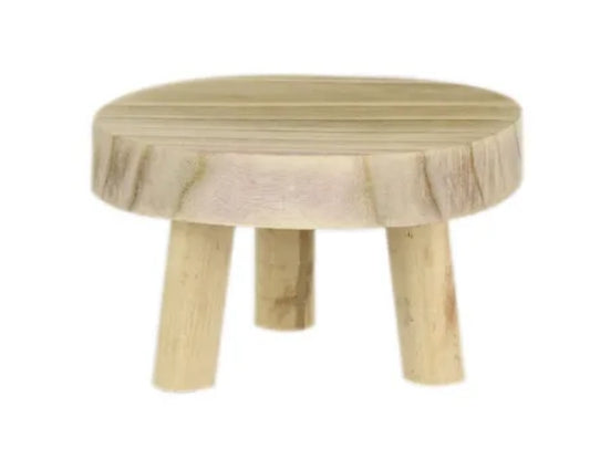 Footed Wooden Tray Stool
