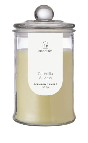 Emporium Scented Candle in Glass Jar Camellia Lotus - 500g