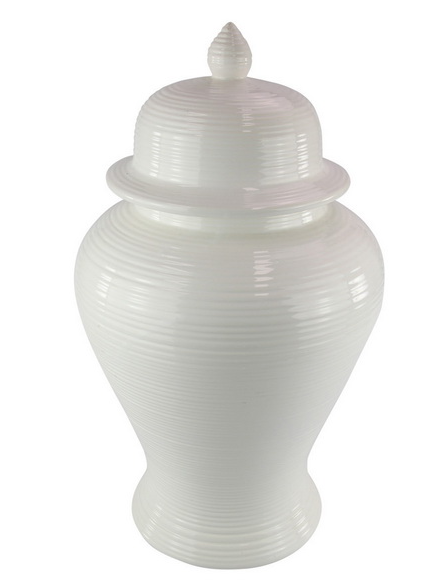 40cm White Ripple Ginger Jar