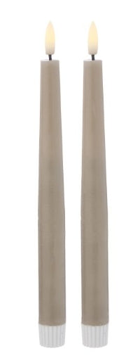 Amalfi Hughe LED Flickering Taper Candle 2pcs Set Rustic Taupe