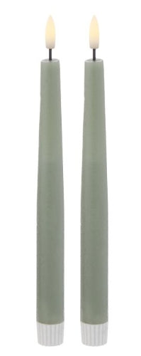 Amalfi Hughe LED Flickering Taper Candle 2pcs Set Rustic Green