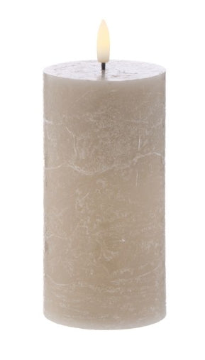 Amalfi Hughe LED Flickering Pillar Candle Rustic Taupe