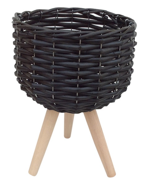 20cm Black Wicker Pot