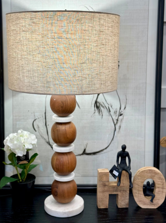 Asha Timber & Marble Table Lamp